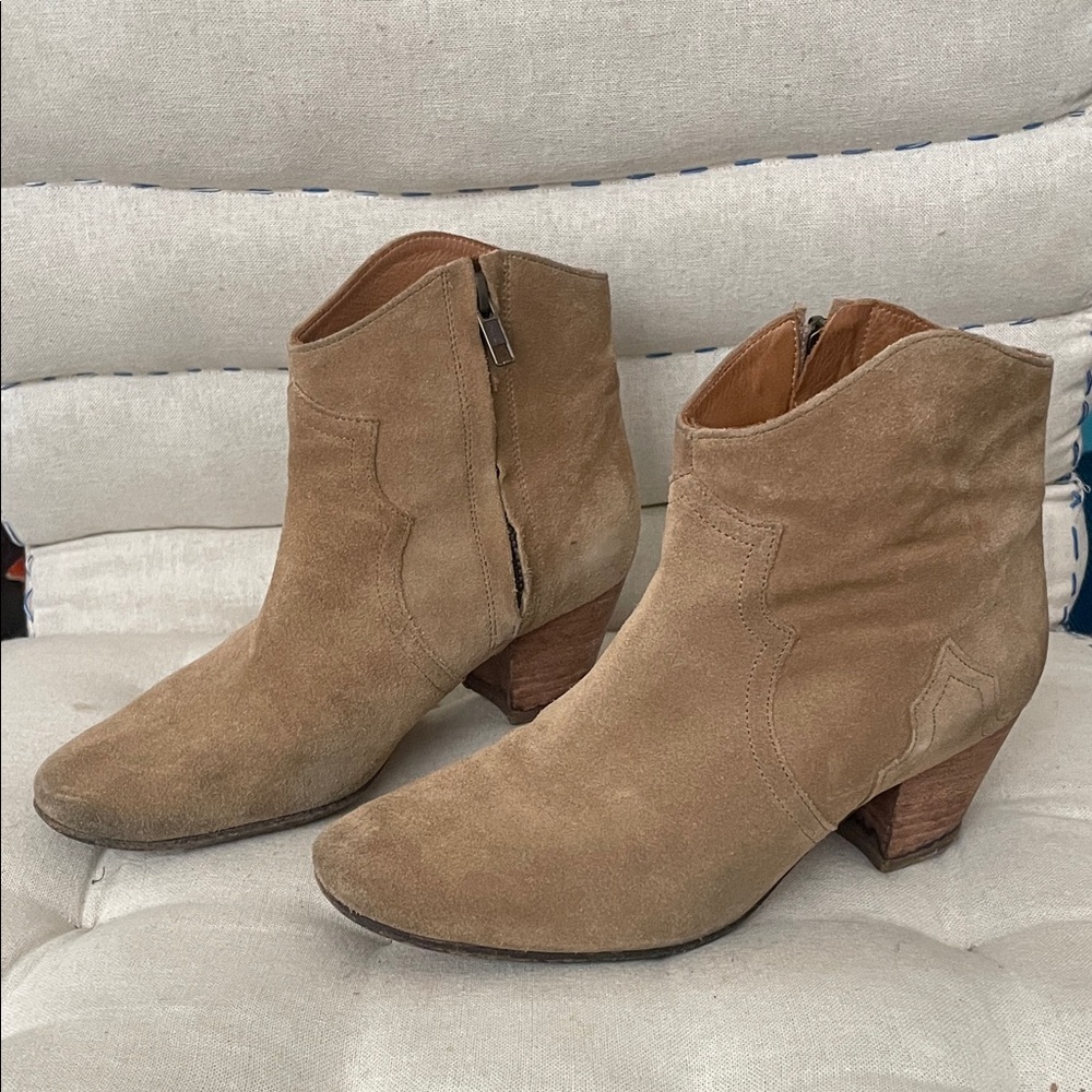 Isabel Marant Dicker Tan Suede Ankle Boots